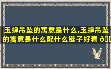 玉蝉吊坠的寓意是什么,玉蝉吊坠的寓意是什么配什么链子好看 🐼